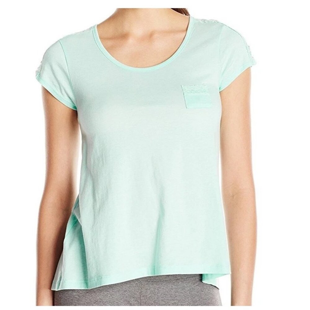 HUE Women's Short-Sleeve Scoop-Neck Lounge Pajama Top, Honeydew Green, Small